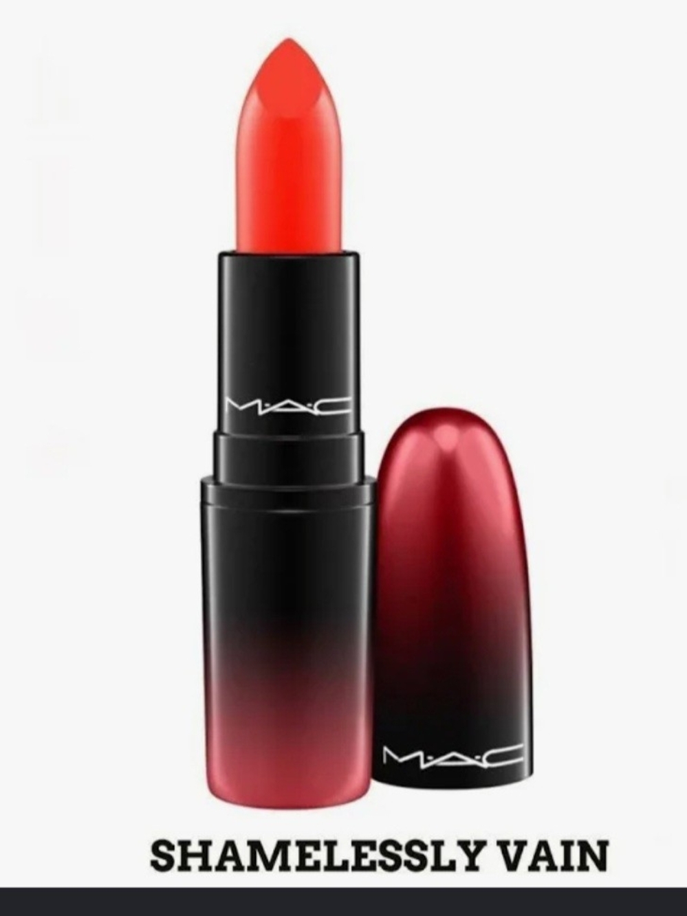 MAC Cosmetics Shamelessly Vain — Bright Coral Orange Lipstick